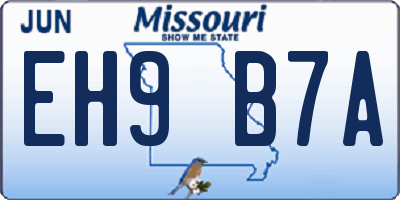 MO license plate EH9B7A