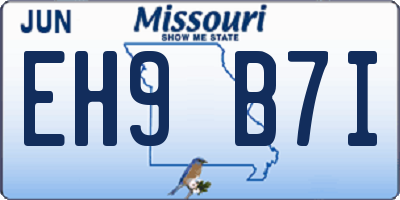 MO license plate EH9B7I