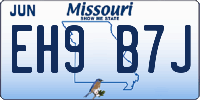 MO license plate EH9B7J