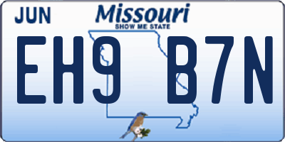 MO license plate EH9B7N