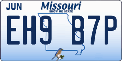 MO license plate EH9B7P