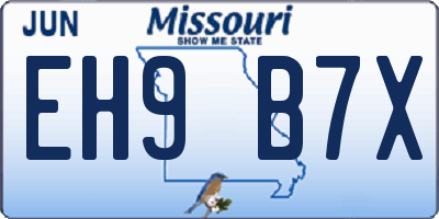 MO license plate EH9B7X