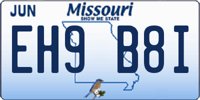MO license plate EH9B8I