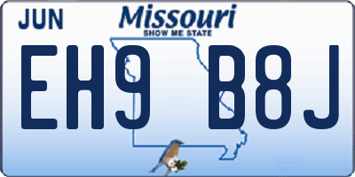 MO license plate EH9B8J