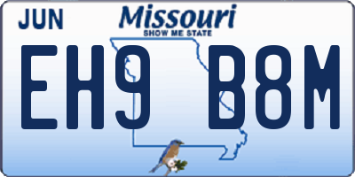 MO license plate EH9B8M