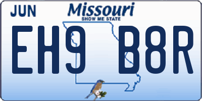 MO license plate EH9B8R