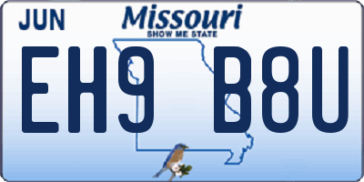 MO license plate EH9B8U