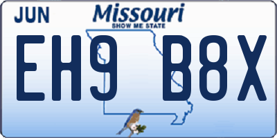 MO license plate EH9B8X