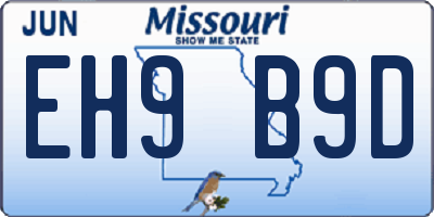 MO license plate EH9B9D