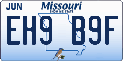 MO license plate EH9B9F