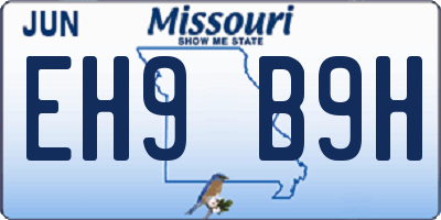 MO license plate EH9B9H