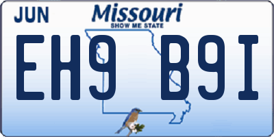 MO license plate EH9B9I