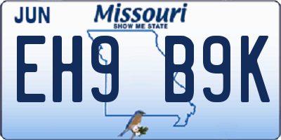 MO license plate EH9B9K