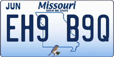 MO license plate EH9B9Q