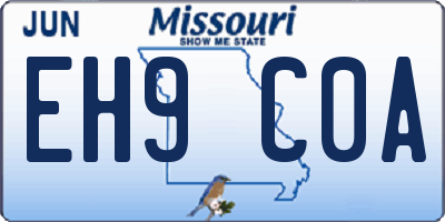 MO license plate EH9C0A