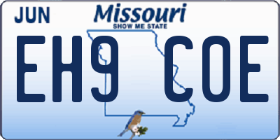MO license plate EH9C0E