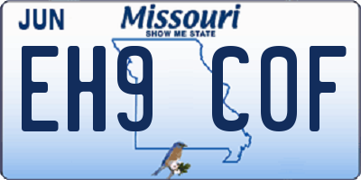 MO license plate EH9C0F