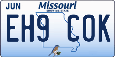 MO license plate EH9C0K
