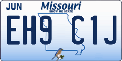 MO license plate EH9C1J