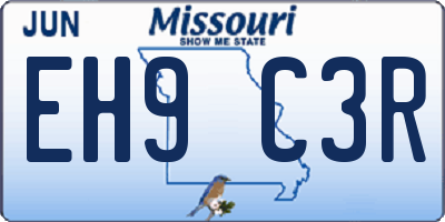 MO license plate EH9C3R