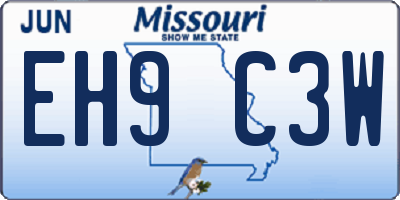 MO license plate EH9C3W