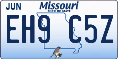 MO license plate EH9C5Z