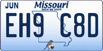 MO license plate EH9C8D