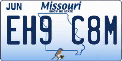 MO license plate EH9C8M