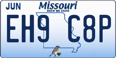 MO license plate EH9C8P