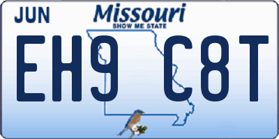 MO license plate EH9C8T