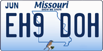 MO license plate EH9D0H