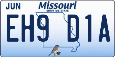 MO license plate EH9D1A