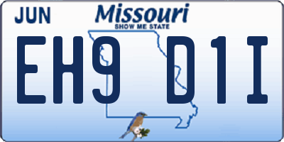 MO license plate EH9D1I