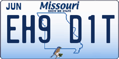 MO license plate EH9D1T
