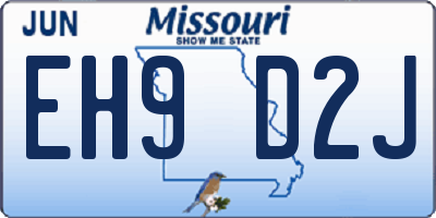 MO license plate EH9D2J