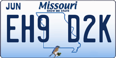 MO license plate EH9D2K
