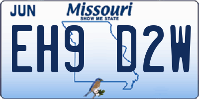 MO license plate EH9D2W