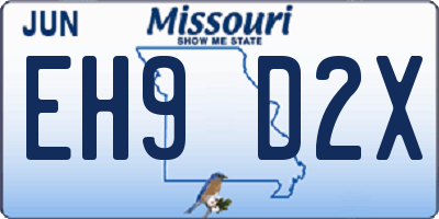 MO license plate EH9D2X