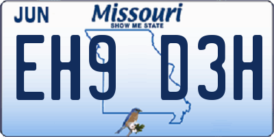 MO license plate EH9D3H