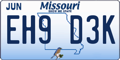 MO license plate EH9D3K