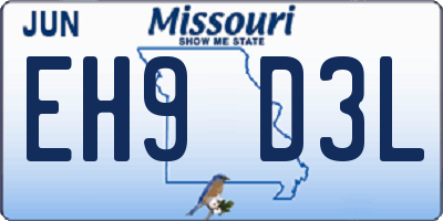 MO license plate EH9D3L