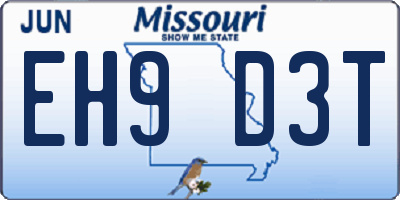 MO license plate EH9D3T