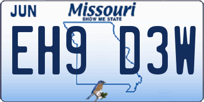 MO license plate EH9D3W