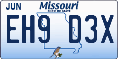 MO license plate EH9D3X