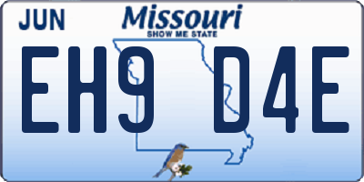 MO license plate EH9D4E