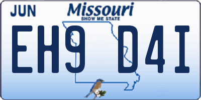 MO license plate EH9D4I