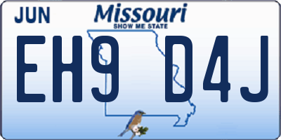 MO license plate EH9D4J