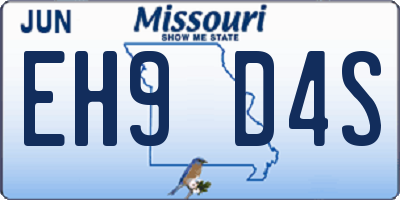 MO license plate EH9D4S
