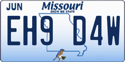 MO license plate EH9D4W