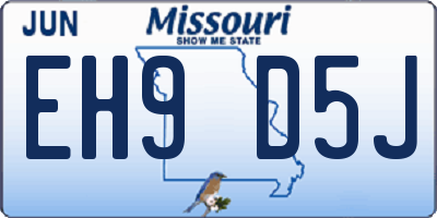 MO license plate EH9D5J